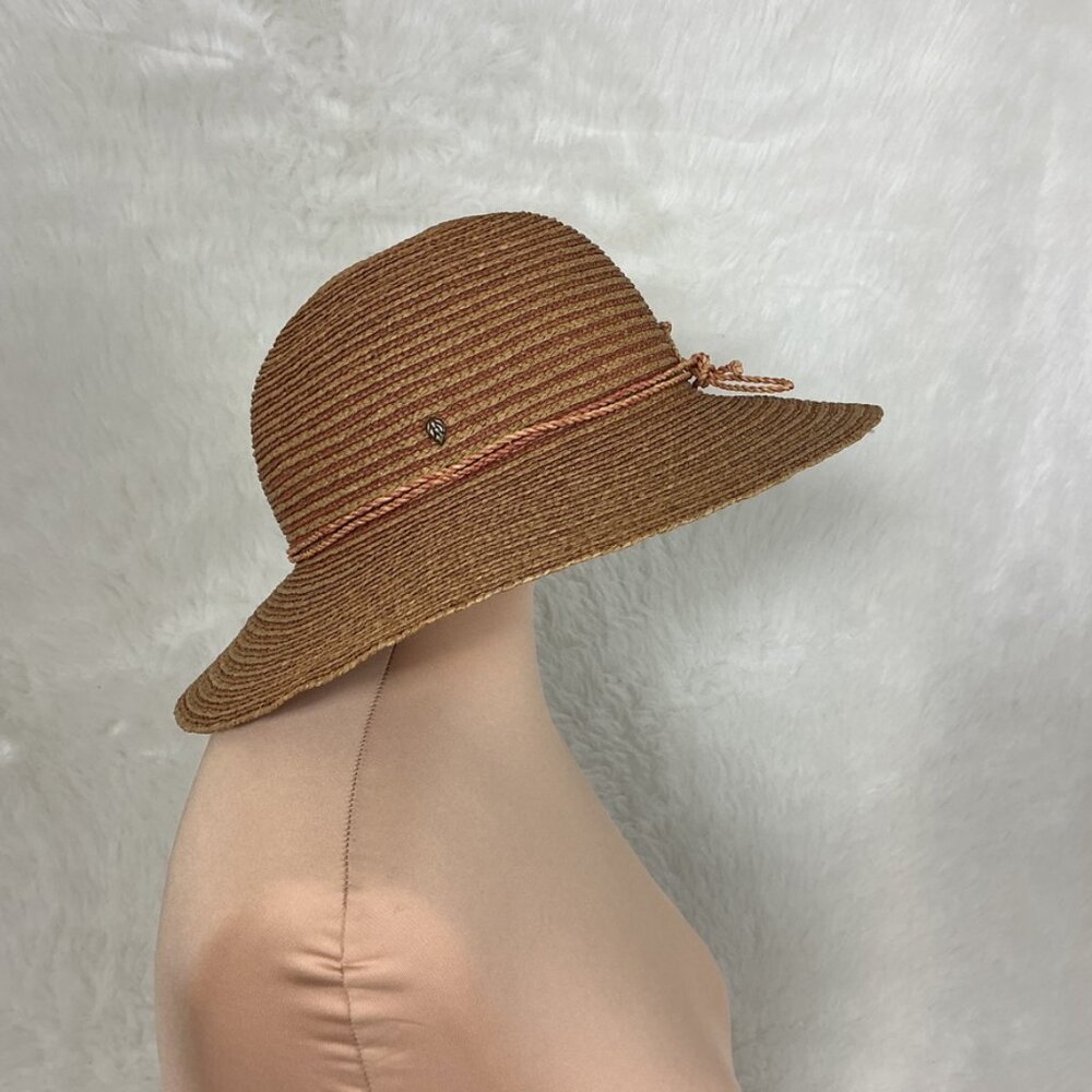 Helen Kaminski Brown Tan Rose 100% Raffia Cloche Bucket Sun Hat